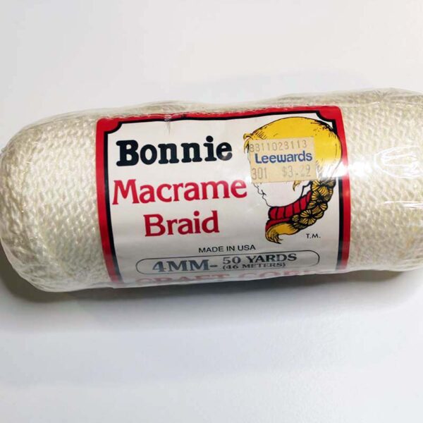 Image of Vintage Bonnie Macramé Braid 4mm Pepperell Craft Cord in White
