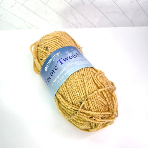 Plymouth Yarn Encore Tweed in T100 Mustard Tweed